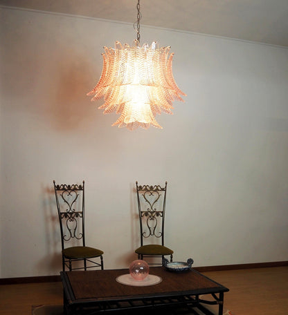 Murano Pink Glass Leaf Chandelier