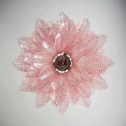 Murano Pink Glass Leaf Chandelier