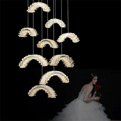Rainbow Modern Rock Crystal Staircase Chandelier