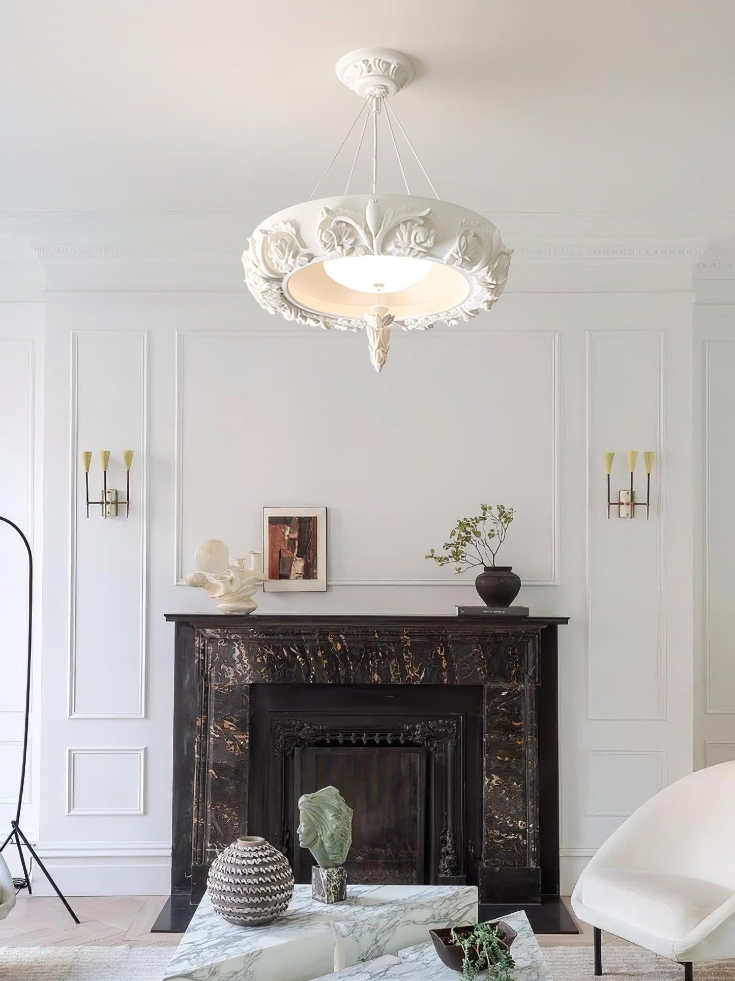 Artistic Carved Plaster Chandelier