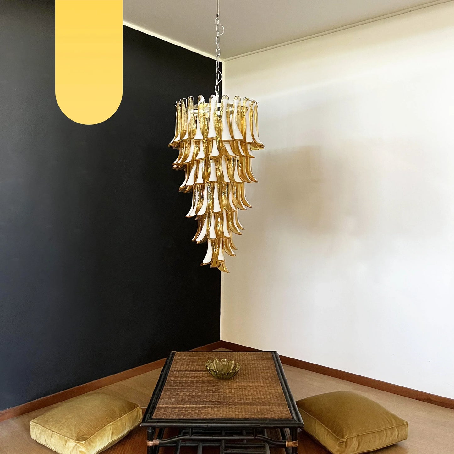 Petals Spiral Murano Amber Chandelier