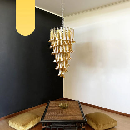 Petals Spiral Murano Amber Chandelier