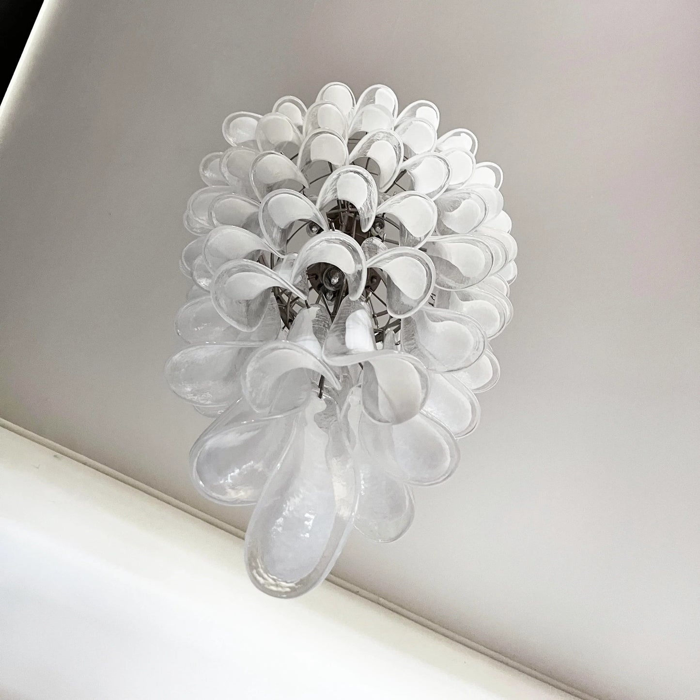 Petals Spiral Murano Transparent Chandelier