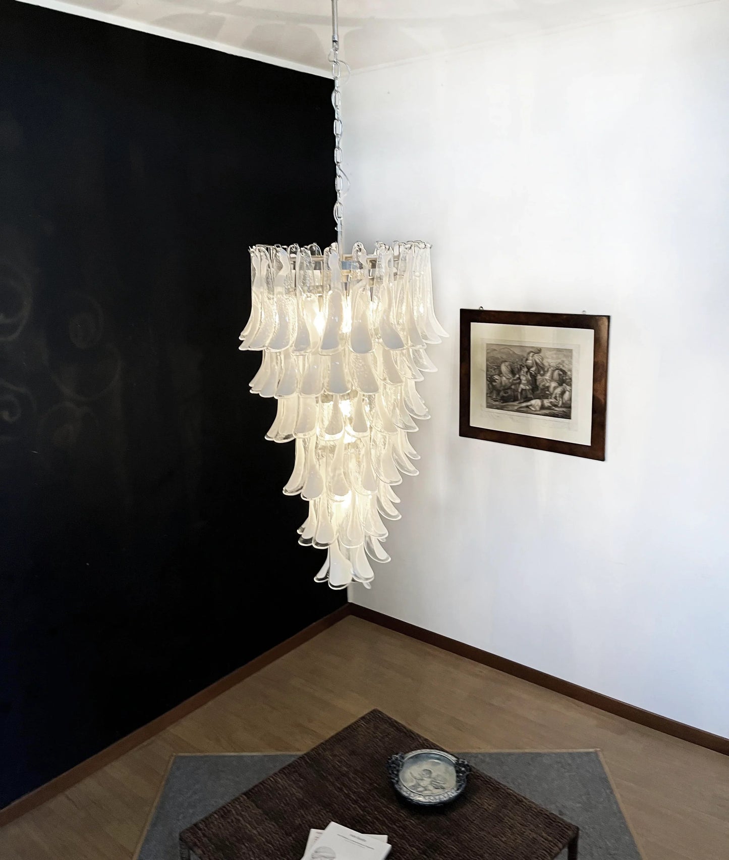 Petals Spiral Murano Transparent Chandelier