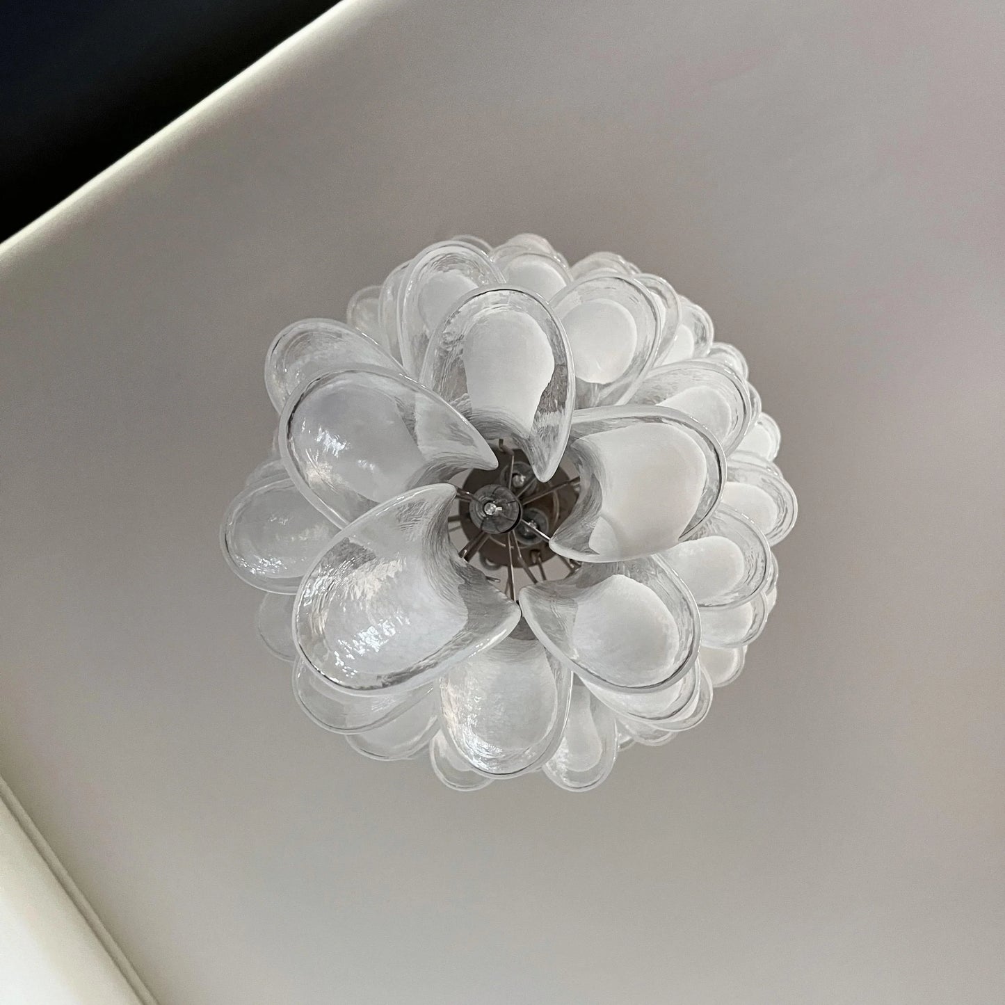 Petals Spiral Murano Transparent Chandelier