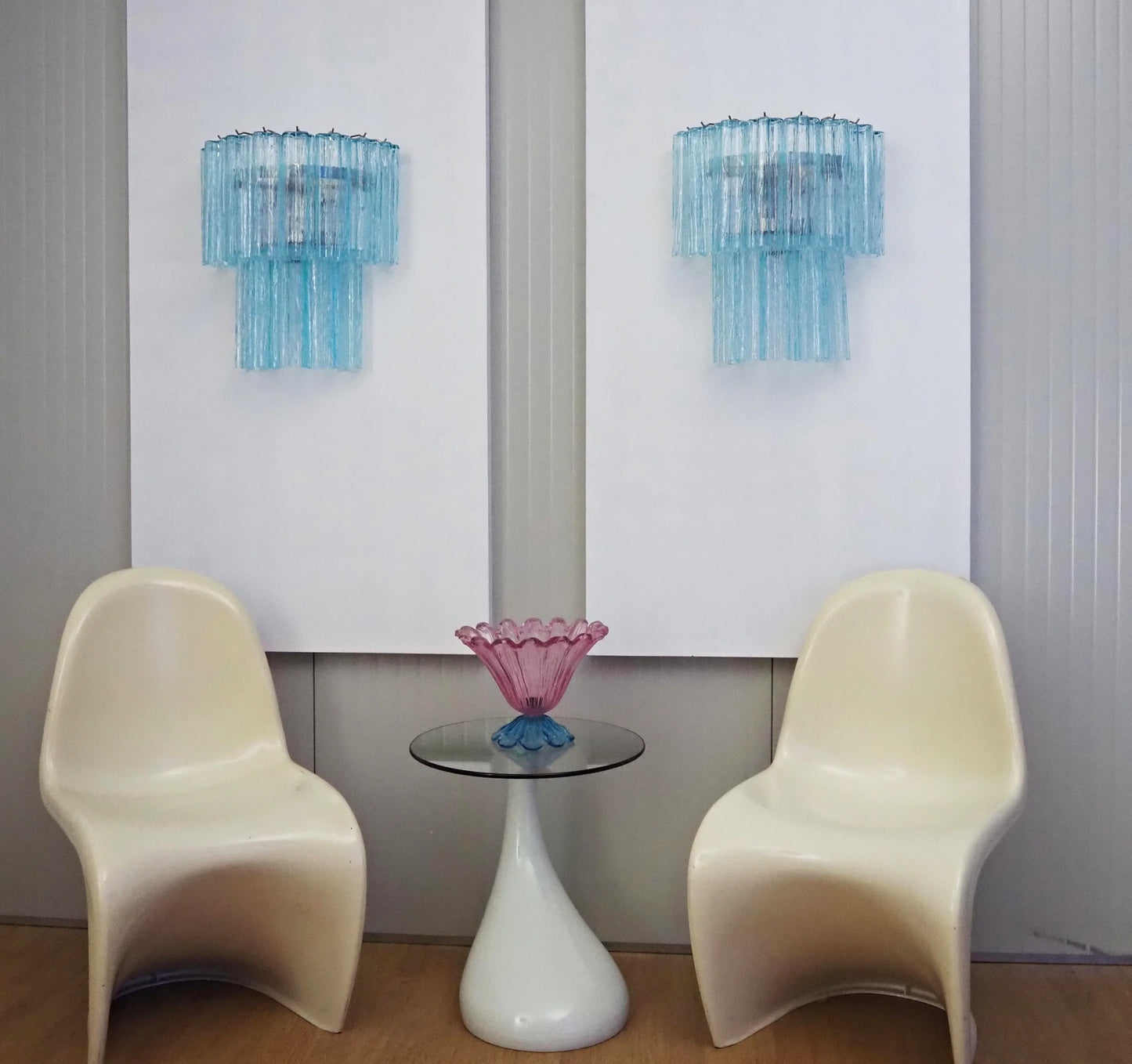 Blue Murano Glass Tube Wall Sconces
