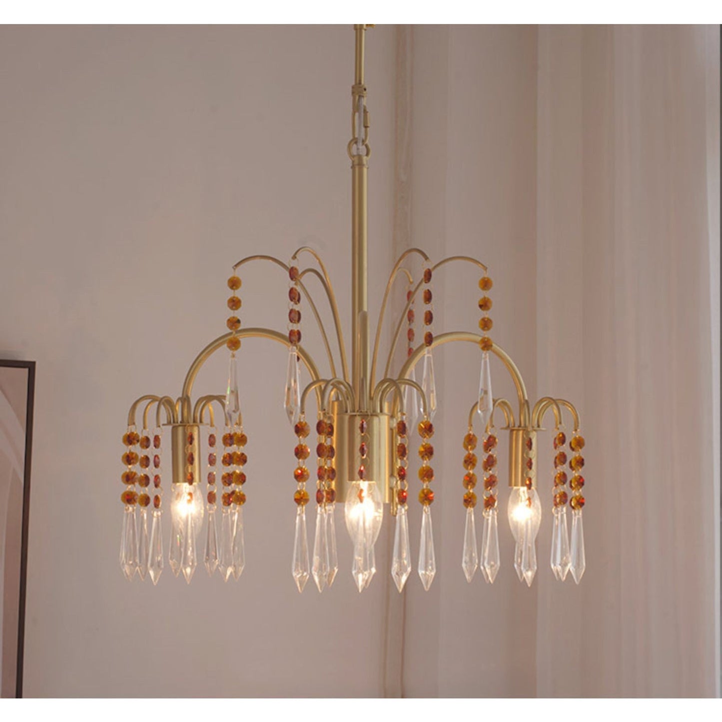 Brass Candle Crystal Chandelier