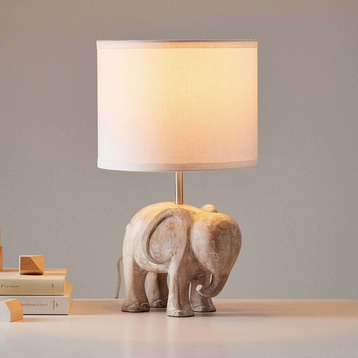 Carved Wood Animal Table Lamp