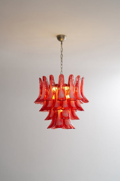 Crimson Glass Murano Petals Chandelier