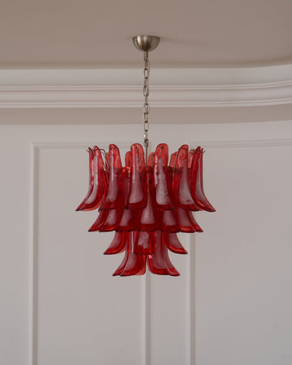 Crimson Glass Murano Petals Chandelier