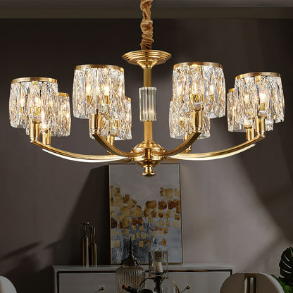 Crystal Column Brass Chandelier