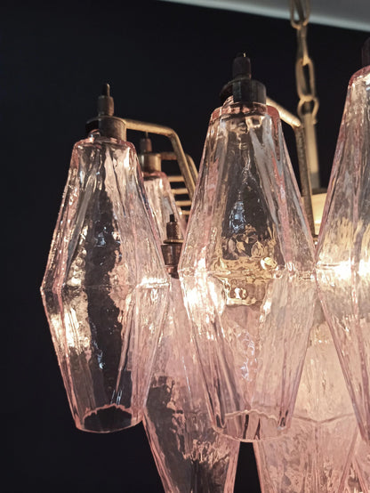Poliedri Murano Pink Chandelier