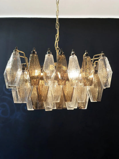 Poliedri Murano Transparent Smoked Chandelier