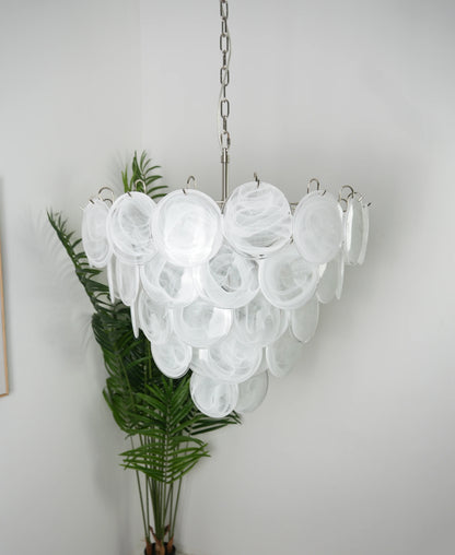 Elegant White Murano Disc Chandelier
