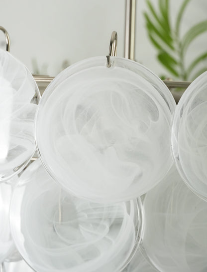Elegant White Murano Disc Chandelier