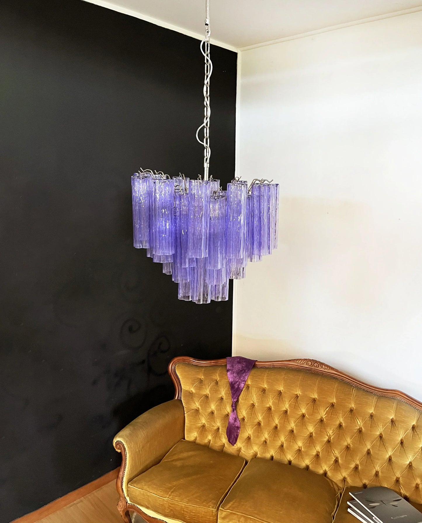 Fantastic Murano Amethyst Glass Tube Chandelier