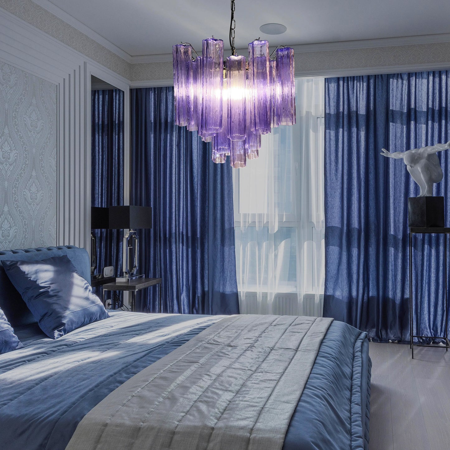 Fantastic Murano Amethyst Glass Tube Chandelier
