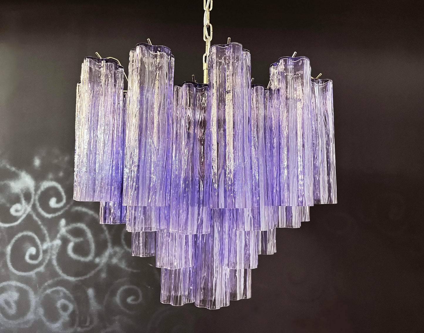 Fantastic Murano Amethyst Glass Tube Chandelier