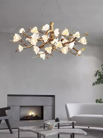 Flower Bloom Branch Brass Chandelier