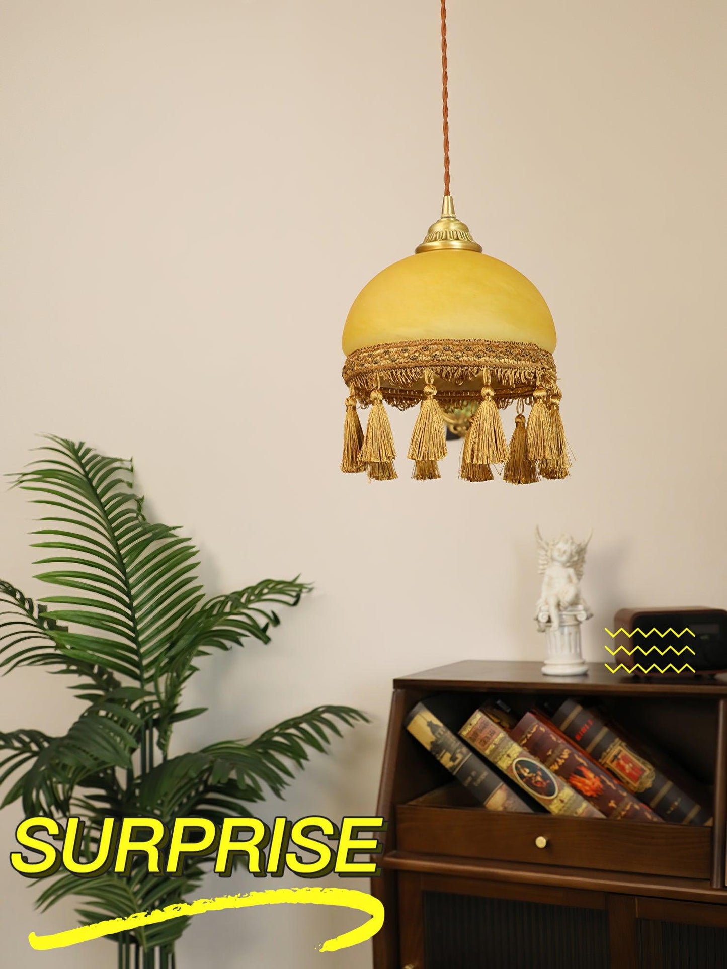 French Tassels Brass Pendant Swag Light