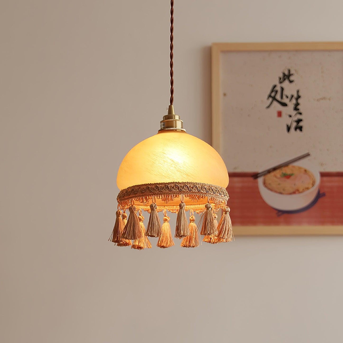 French Tassels Brass Pendant Swag Light