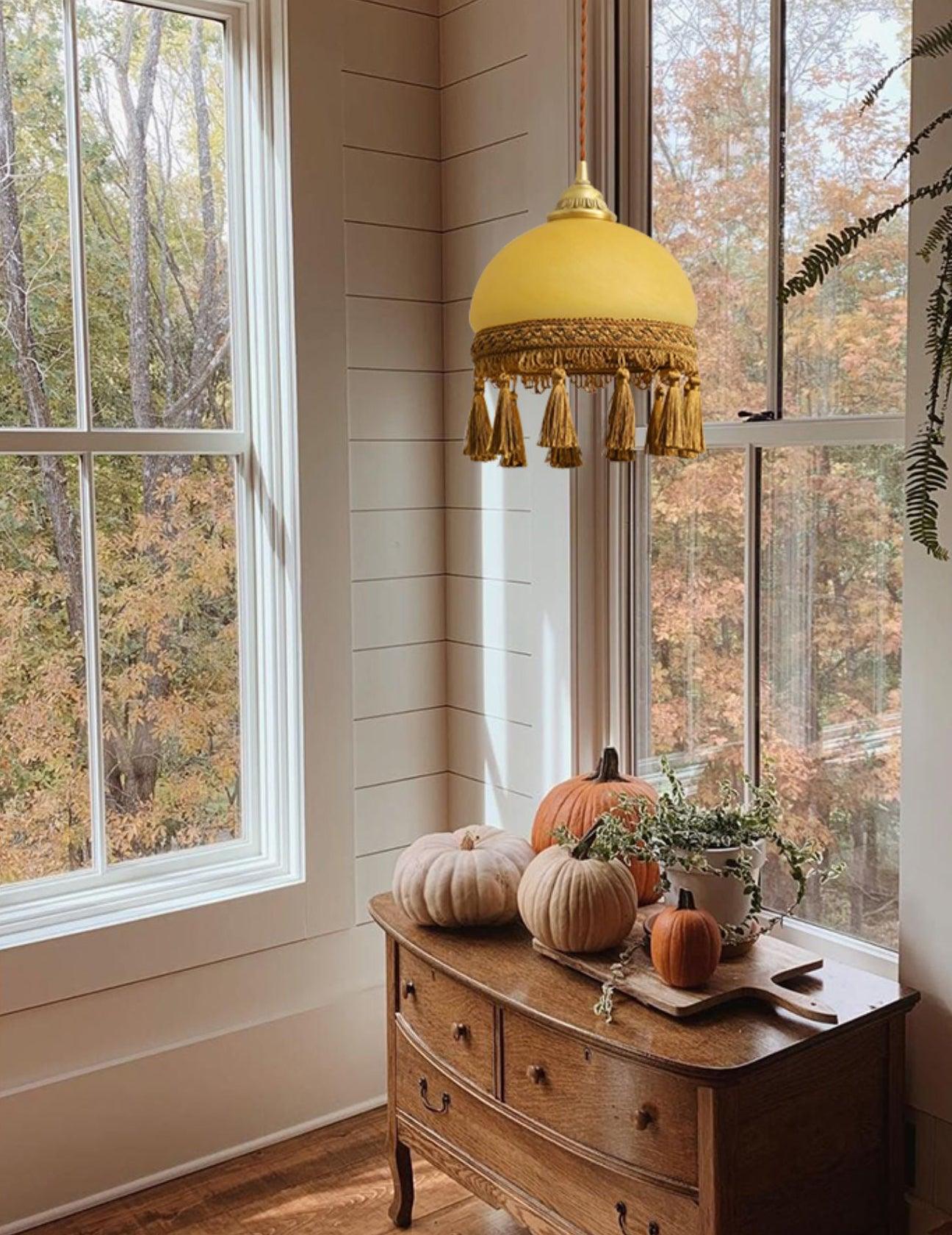 French Tassels Brass Pendant Swag Light