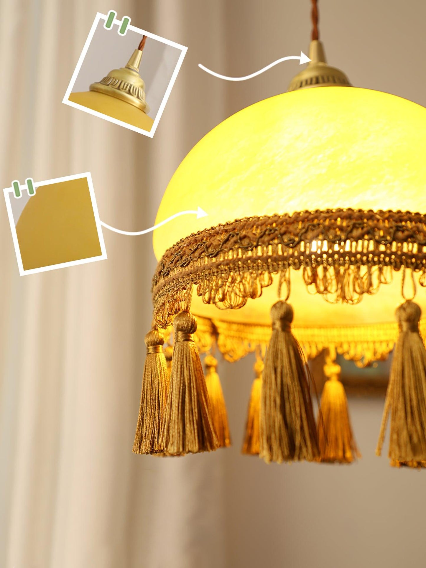 French Tassels Brass Pendant Swag Light