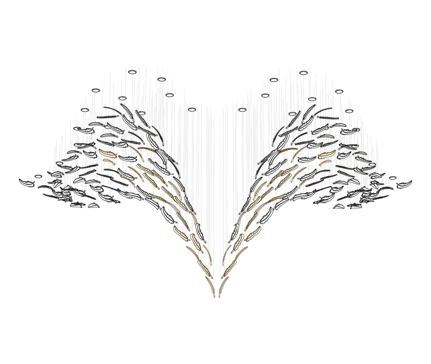 Glass Feathers Flying Chandelier