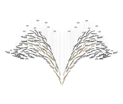 Glass Feathers Flying Chandelier