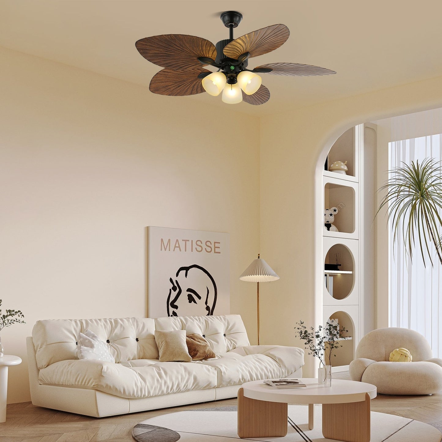 Banana Leaves Ceiling Fan Light