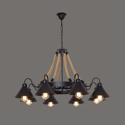 Hemp Rope Industrial Horn Chandelier