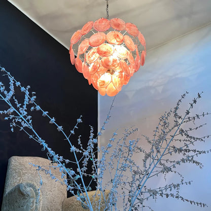 Elegant Pink Murano Disc Chandelier