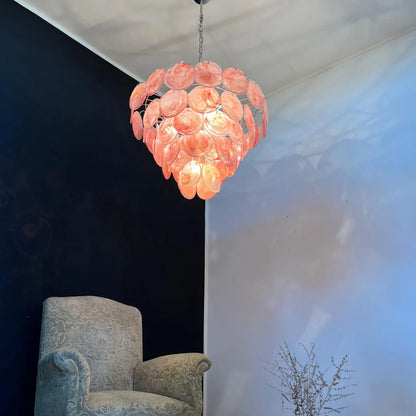 Elegant Pink Murano Disc Chandelier