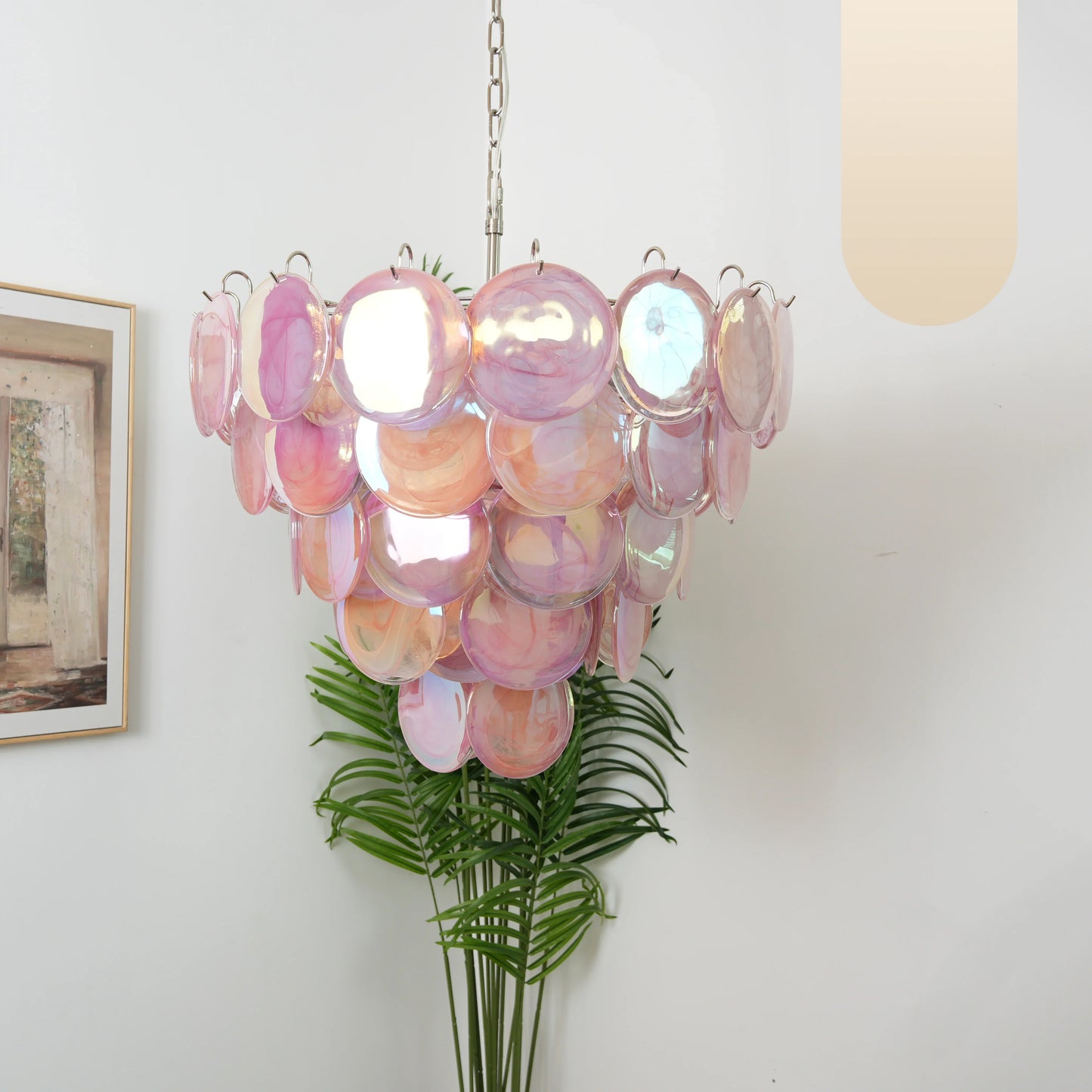 Elegant Pink Murano Disc Chandelier