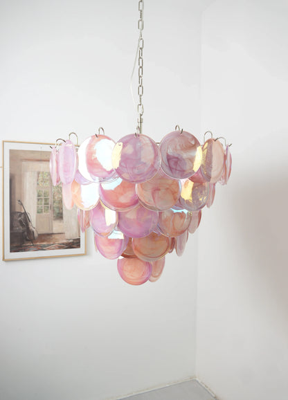 Elegant Pink Murano Disc Chandelier