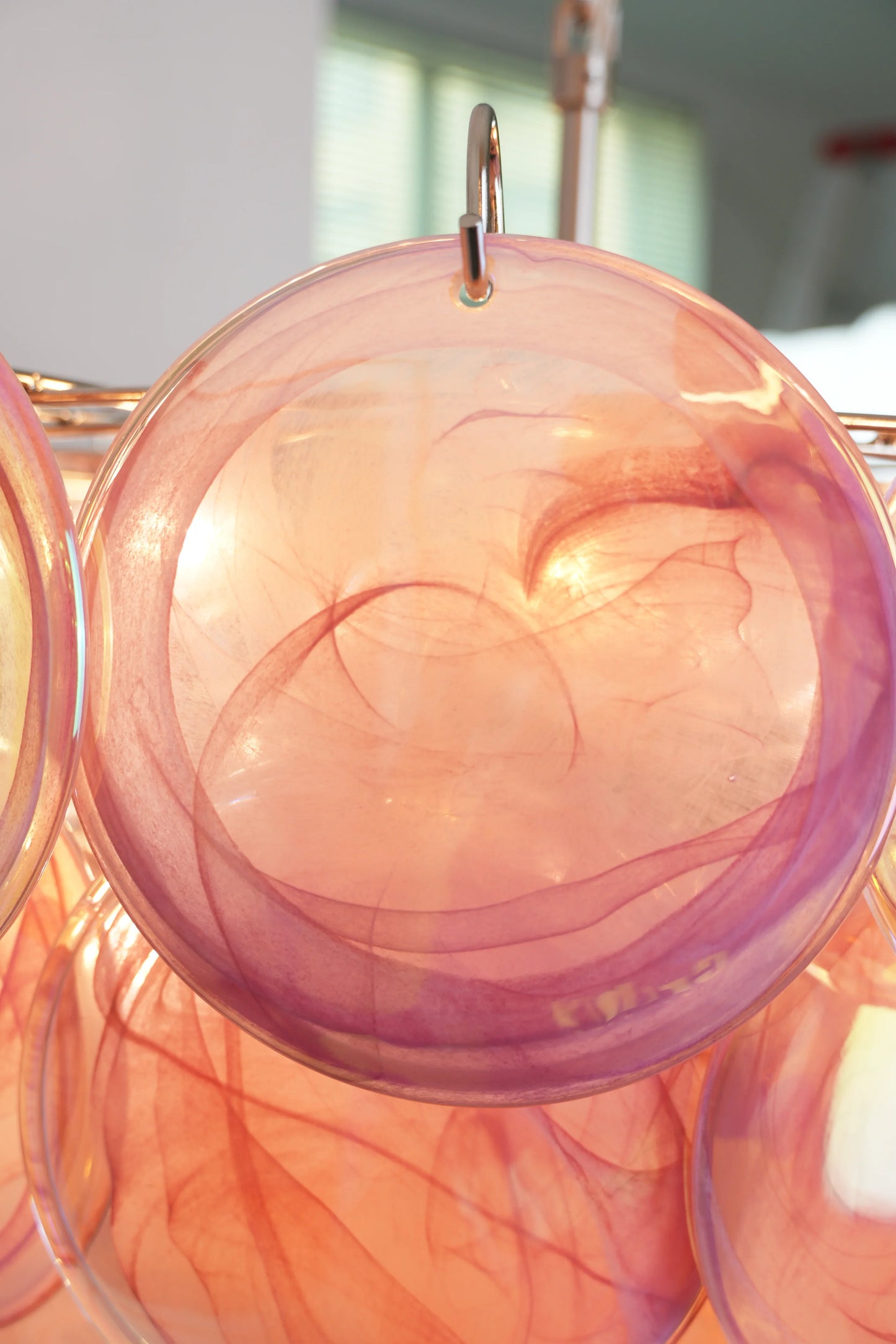 Elegant Pink Murano Disc Chandelier