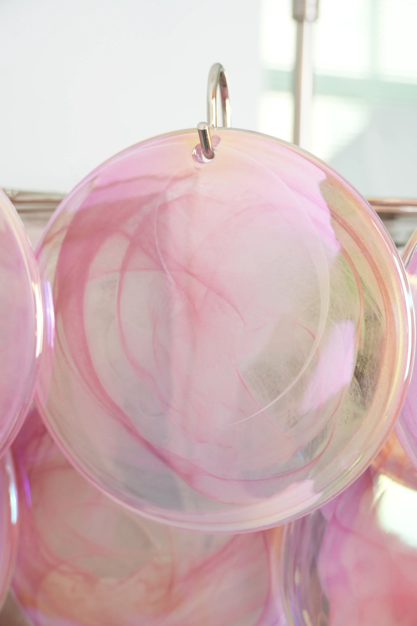 Elegant Pink Murano Disc Chandelier
