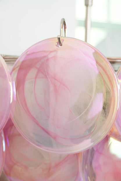 Elegant Pink Murano Disc Chandelier
