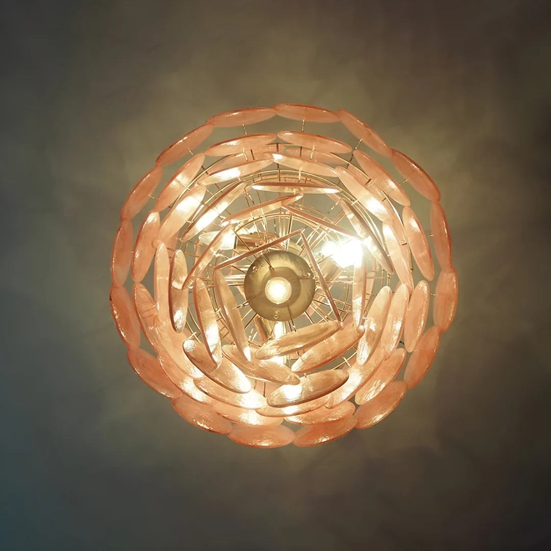 Huge Vintage Murano Pink Disks Chandelier
