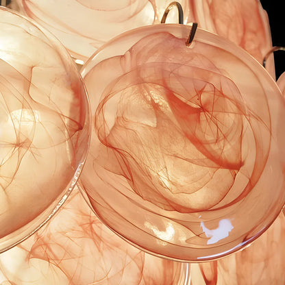 Huge Vintage Murano Pink Disks Chandelier