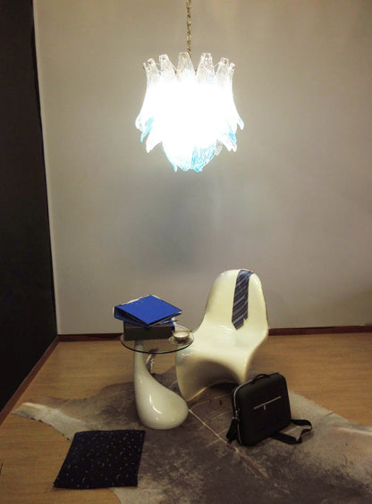 Vintage Murano Transparent Blue Glass Chandelier