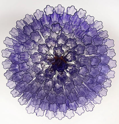 Murano Large Amethyst Glass Tube Chandelier