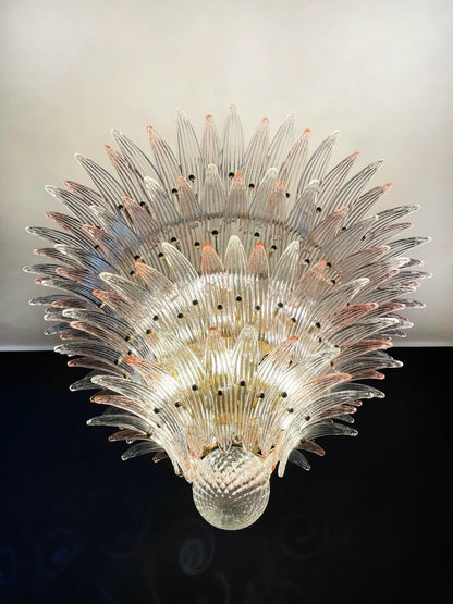 Murano Palmette Pink Trasparent Chandelier