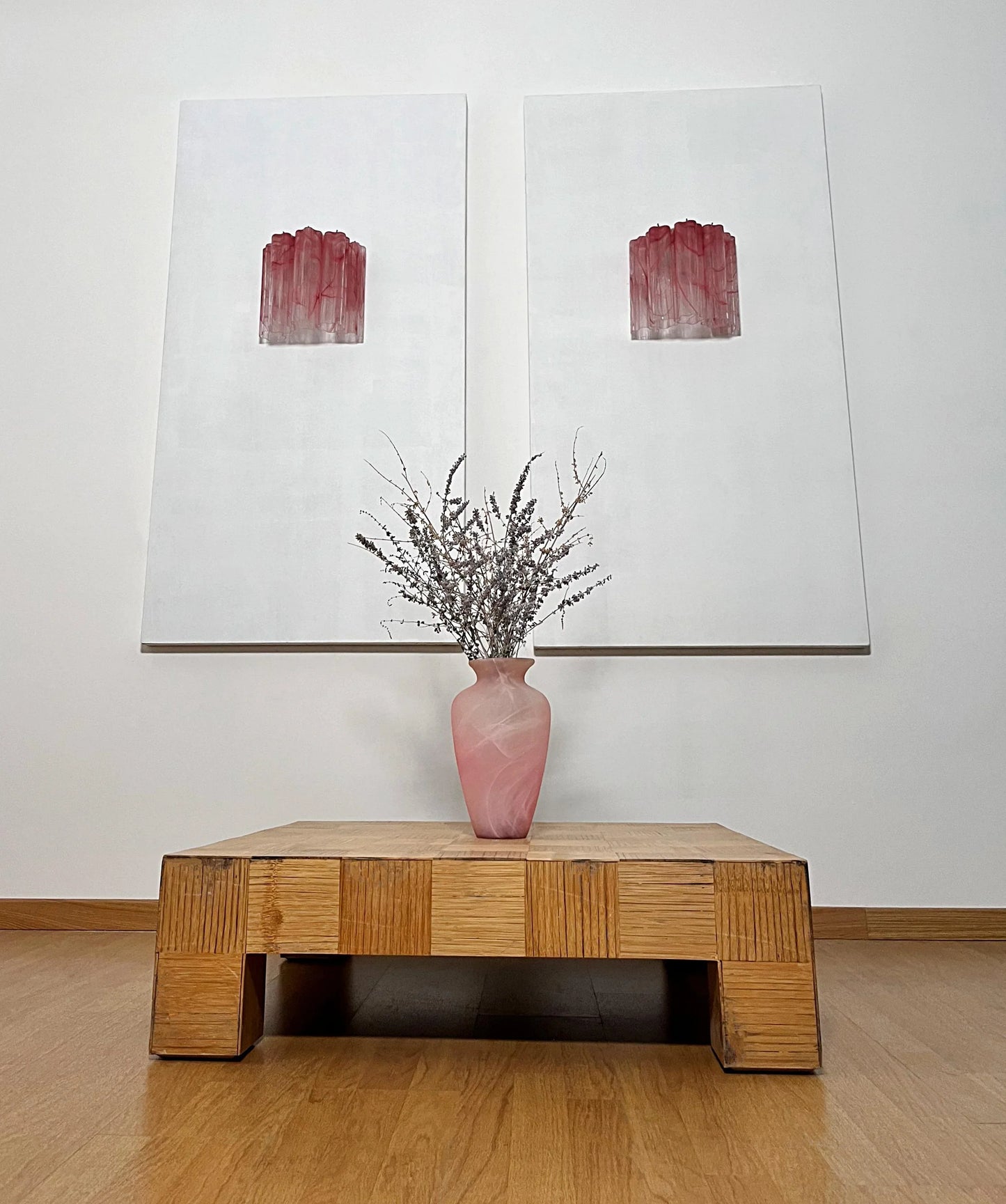 Murano Pink Glass Tube Wall Lamp