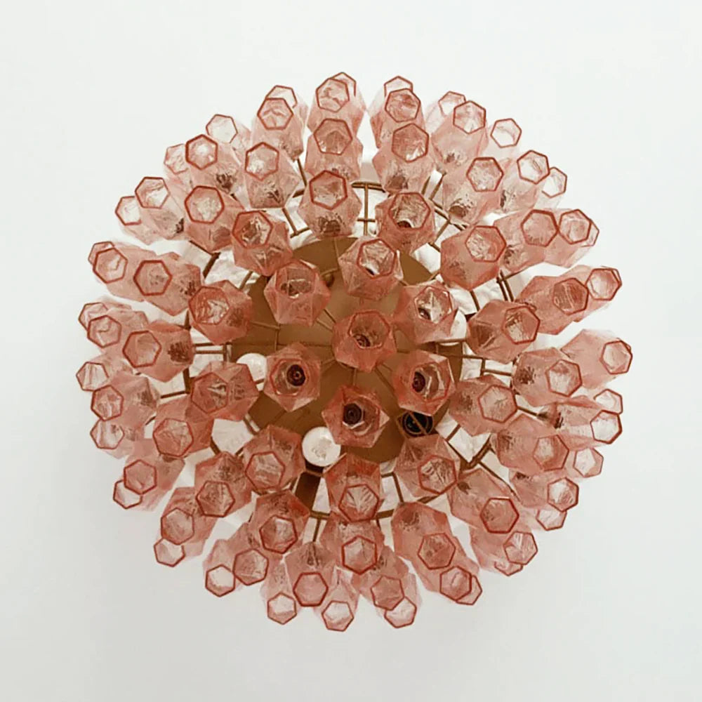 Murano Poliedri Pink Ceiling Light