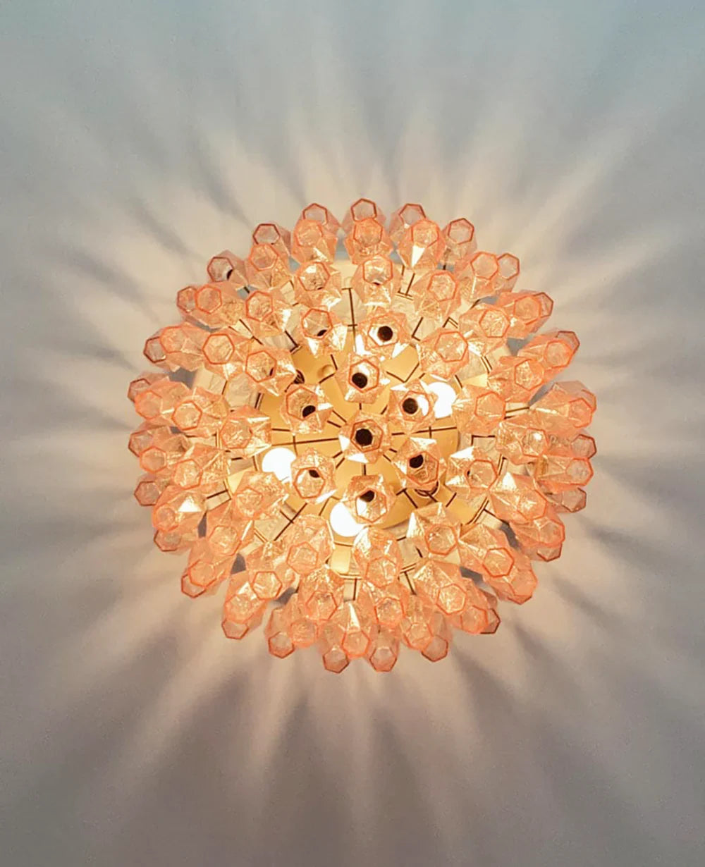 Murano Poliedri Pink Ceiling Light