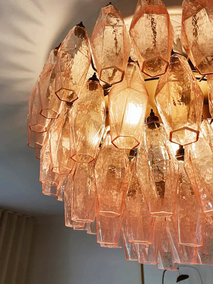 Murano Poliedri Pink Ceiling Light