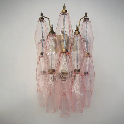 Murano Poliedri Pink Glass Wall Sconces