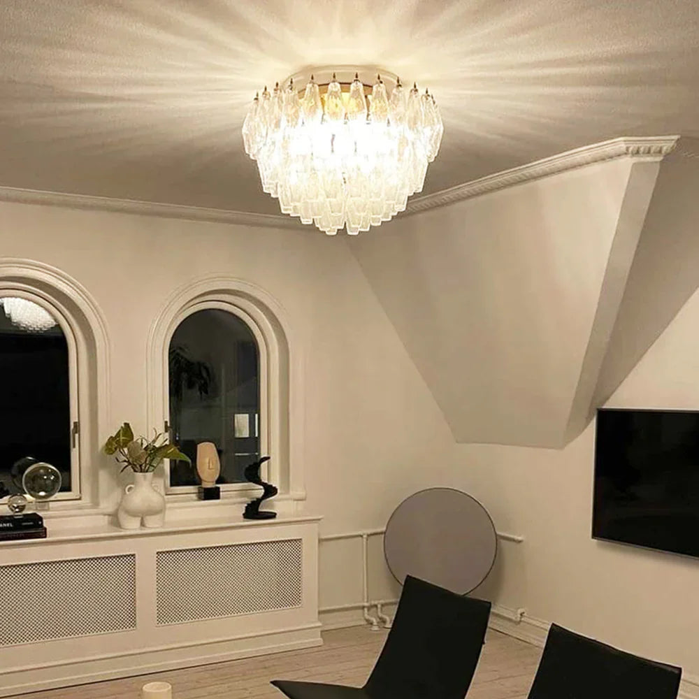 Murano Poliedri Transparent Ceiling Light