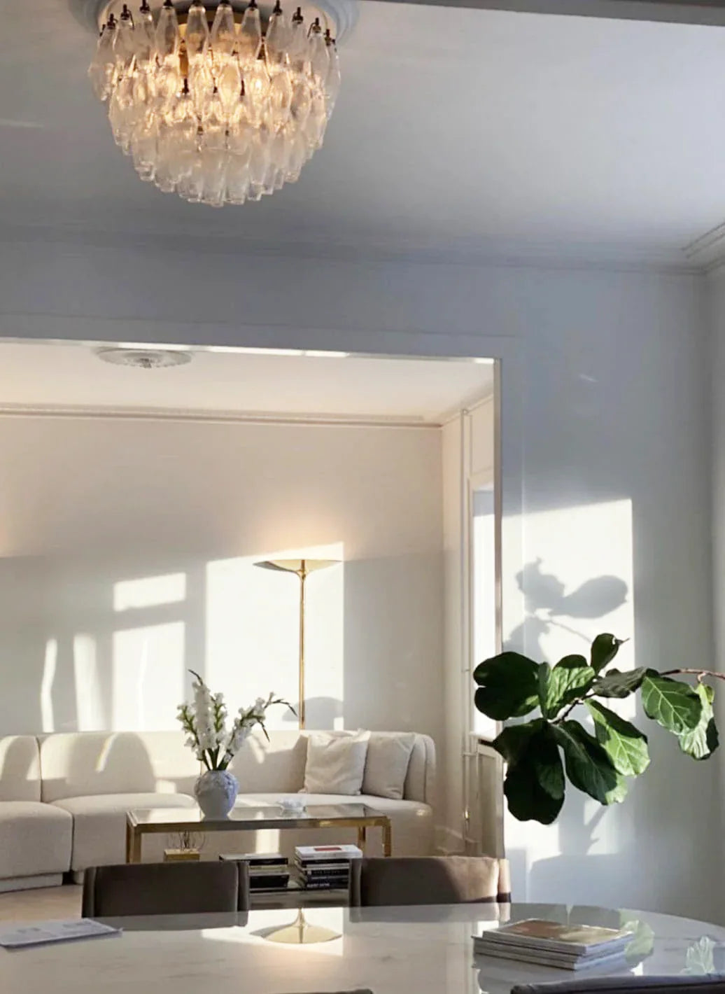 Murano Poliedri Transparent Ceiling Light